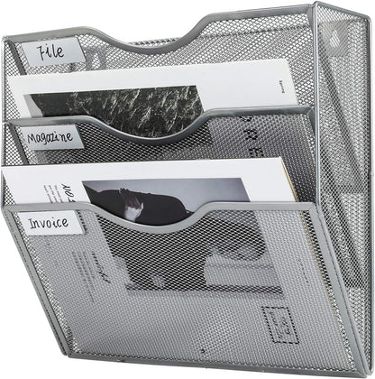 Mass Hanging Wall File Holder Mail Organizer Wall Mount Document Letter Rack, 5-Tier, White