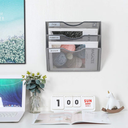 Mass Hanging Wall File Holder Mail Organizer Wall Mount Document Letter Rack, 5-Tier, White