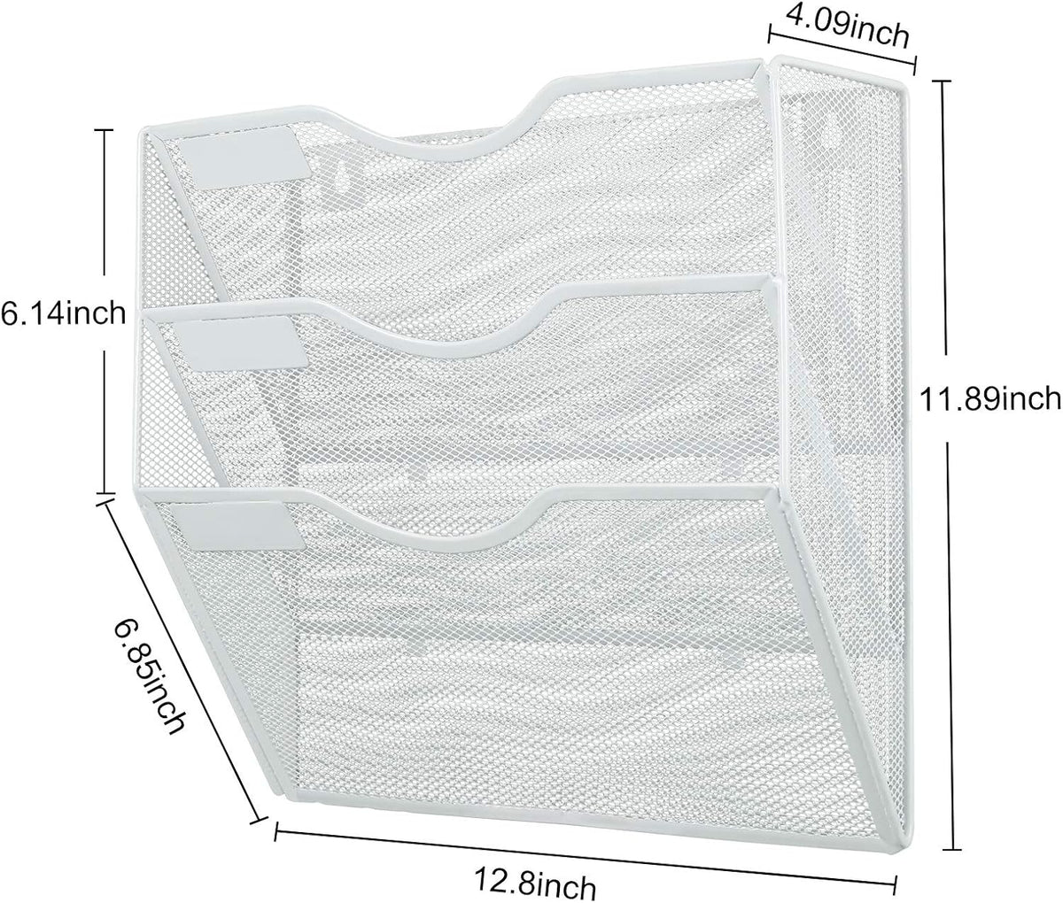 Mass Hanging Wall File Holder Mail Organizer Wall Mount Document Letter Rack, 5-Tier, White