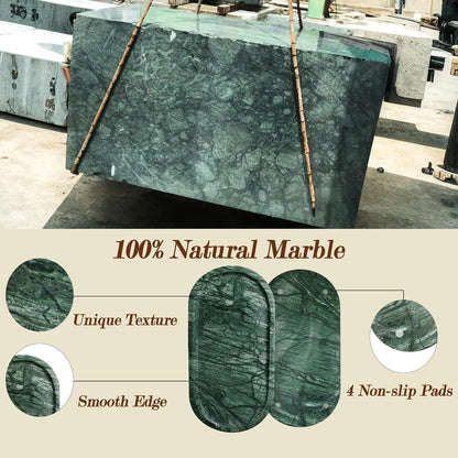 Genuine Real Natural Marble Tray for Bathroom, Luxury Ultra White Travertine Stone Vanity Tray, Decorative Oval Trays for Countertop Storage, Vanity, Dresser, Kitchen, Home Decor, 11.9"*5.8"