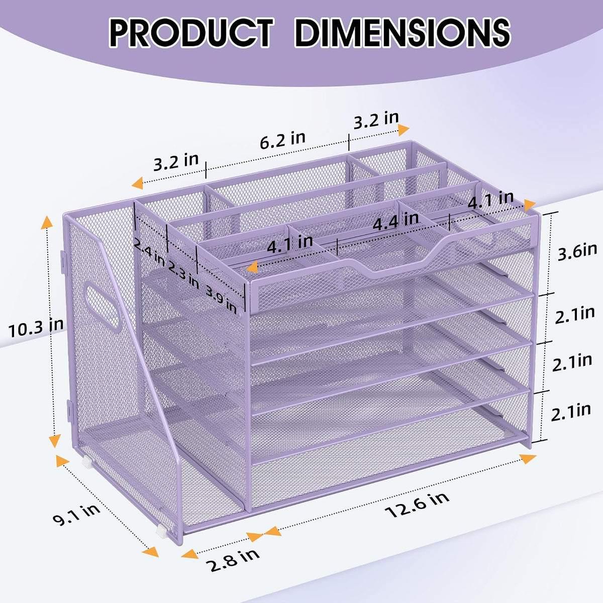 5 Tier Paper Letter Tray Desk Organizer with Pen Holders - Pink