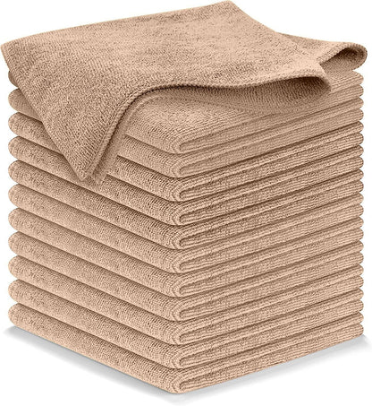 Microfiber Cleaning Cloth Grey - 12 Pcs (12.5"x12.5") - High Performance - 1200 Washes, Ultra Absorbent Microfiber Towel Weave Grime & Liquid for Streak-Free Mirror Shine - Car Washing Cloth