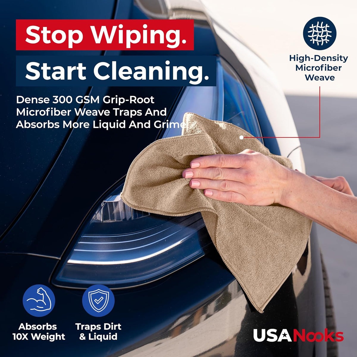 Microfiber Cleaning Cloth Grey - 12 Pcs (12.5"x12.5") - High Performance - 1200 Washes, Ultra Absorbent Microfiber Towel Weave Grime & Liquid for Streak-Free Mirror Shine - Car Washing Cloth