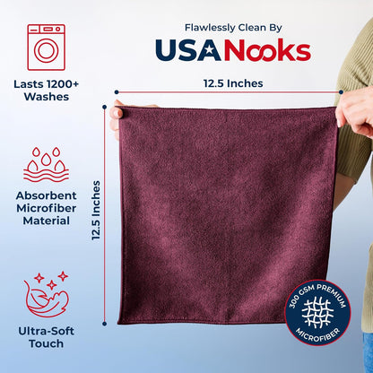 Microfiber Cleaning Cloth Grey - 12 Pcs (12.5"x12.5") - High Performance - 1200 Washes, Ultra Absorbent Microfiber Towel Weave Grime & Liquid for Streak-Free Mirror Shine - Car Washing Cloth