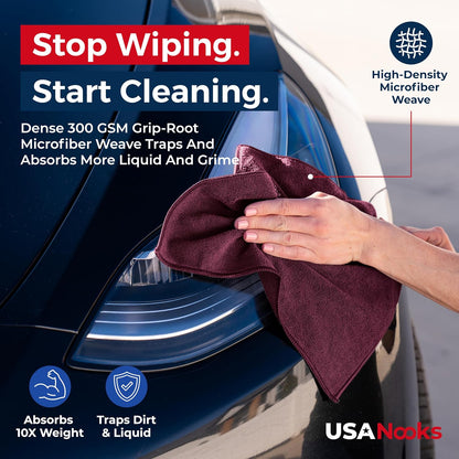 Microfiber Cleaning Cloth Grey - 12 Pcs (12.5"x12.5") - High Performance - 1200 Washes, Ultra Absorbent Microfiber Towel Weave Grime & Liquid for Streak-Free Mirror Shine - Car Washing Cloth