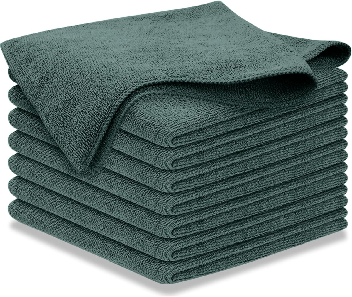 Microfiber Cleaning Cloth Grey - 12 Pcs (12.5"x12.5") - High Performance - 1200 Washes, Ultra Absorbent Microfiber Towel Weave Grime & Liquid for Streak-Free Mirror Shine - Car Washing Cloth