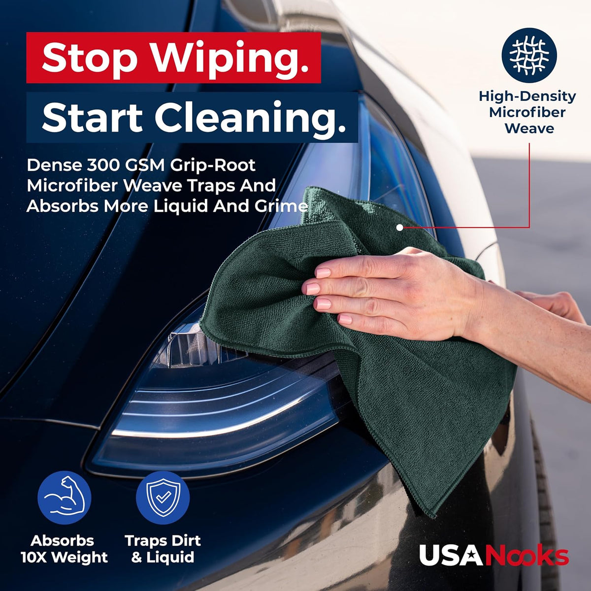 Microfiber Cleaning Cloth Grey - 12 Pcs (12.5"x12.5") - High Performance - 1200 Washes, Ultra Absorbent Microfiber Towel Weave Grime & Liquid for Streak-Free Mirror Shine - Car Washing Cloth