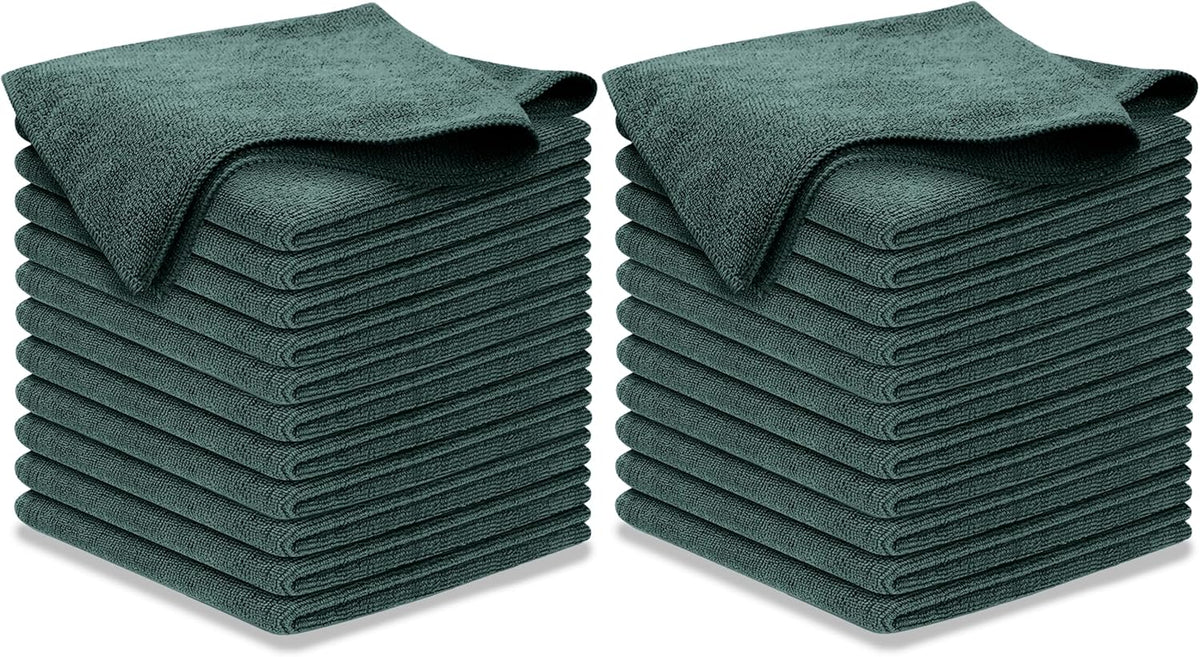 Microfiber Cleaning Cloth Grey - 12 Pcs (12.5"x12.5") - High Performance - 1200 Washes, Ultra Absorbent Microfiber Towel Weave Grime & Liquid for Streak-Free Mirror Shine - Car Washing Cloth