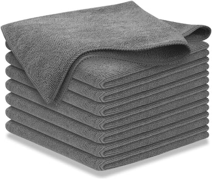 Microfiber Cleaning Cloth Grey - 12 Pcs (12.5"x12.5") - High Performance - 1200 Washes, Ultra Absorbent Microfiber Towel Weave Grime & Liquid for Streak-Free Mirror Shine - Car Washing Cloth