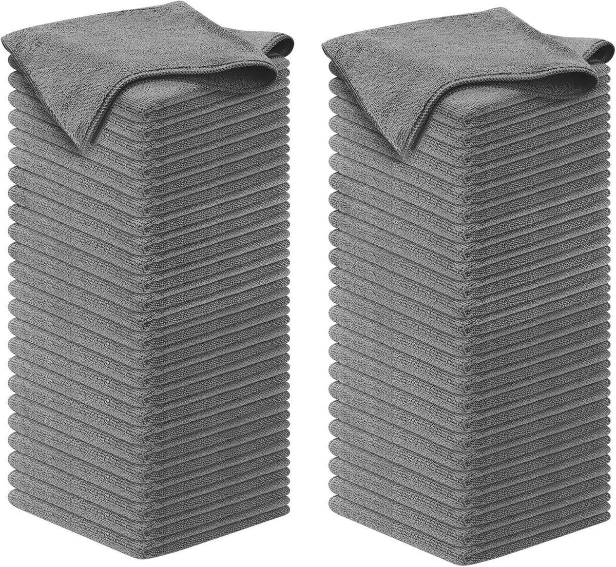 Microfiber Cleaning Cloth Grey - 12 Pcs (12.5"x12.5") - High Performance - 1200 Washes, Ultra Absorbent Microfiber Towel Weave Grime & Liquid for Streak-Free Mirror Shine - Car Washing Cloth