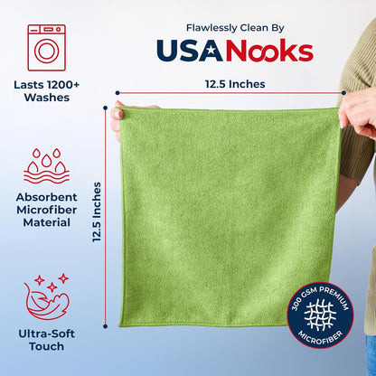 Microfiber Cleaning Cloth Grey - 12 Pcs (12.5"x12.5") - High Performance - 1200 Washes, Ultra Absorbent Microfiber Towel Weave Grime & Liquid for Streak-Free Mirror Shine - Car Washing Cloth
