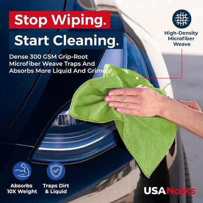 Microfiber Cleaning Cloth Grey - 12 Pcs (12.5"x12.5") - High Performance - 1200 Washes, Ultra Absorbent Microfiber Towel Weave Grime & Liquid for Streak-Free Mirror Shine - Car Washing Cloth