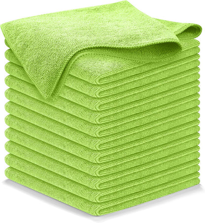 Microfiber Cleaning Cloth Grey - 12 Pcs (12.5"x12.5") - High Performance - 1200 Washes, Ultra Absorbent Microfiber Towel Weave Grime & Liquid for Streak-Free Mirror Shine - Car Washing Cloth