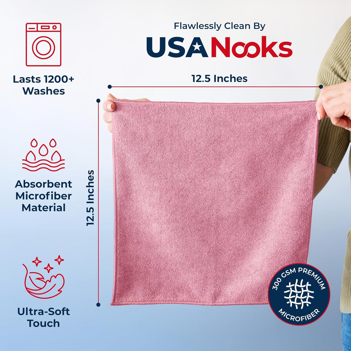 Microfiber Cleaning Cloth Grey - 12 Pcs (12.5"x12.5") - High Performance - 1200 Washes, Ultra Absorbent Microfiber Towel Weave Grime & Liquid for Streak-Free Mirror Shine - Car Washing Cloth
