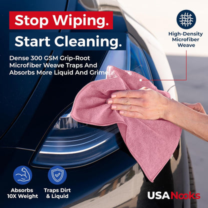Microfiber Cleaning Cloth Grey - 12 Pcs (12.5"x12.5") - High Performance - 1200 Washes, Ultra Absorbent Microfiber Towel Weave Grime & Liquid for Streak-Free Mirror Shine - Car Washing Cloth