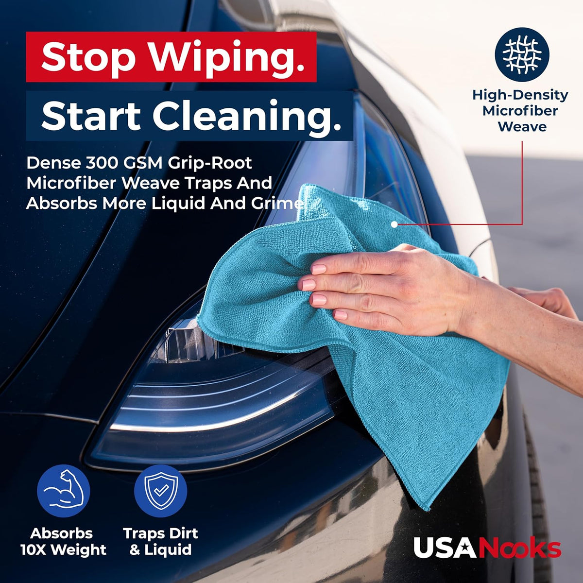 Microfiber Cleaning Cloth Grey - 12 Pcs (12.5"x12.5") - High Performance - 1200 Washes, Ultra Absorbent Microfiber Towel Weave Grime & Liquid for Streak-Free Mirror Shine - Car Washing Cloth