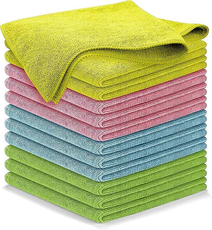 Microfiber Cleaning Cloth Grey - 12 Pcs (12.5"x12.5") - High Performance - 1200 Washes, Ultra Absorbent Microfiber Towel Weave Grime & Liquid for Streak-Free Mirror Shine - Car Washing Cloth
