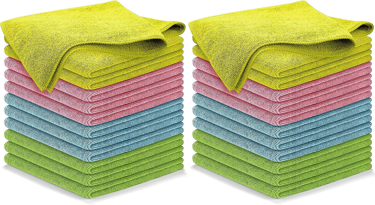 Microfiber Cleaning Cloth Grey - 12 Pcs (12.5"x12.5") - High Performance - 1200 Washes, Ultra Absorbent Microfiber Towel Weave Grime & Liquid for Streak-Free Mirror Shine - Car Washing Cloth