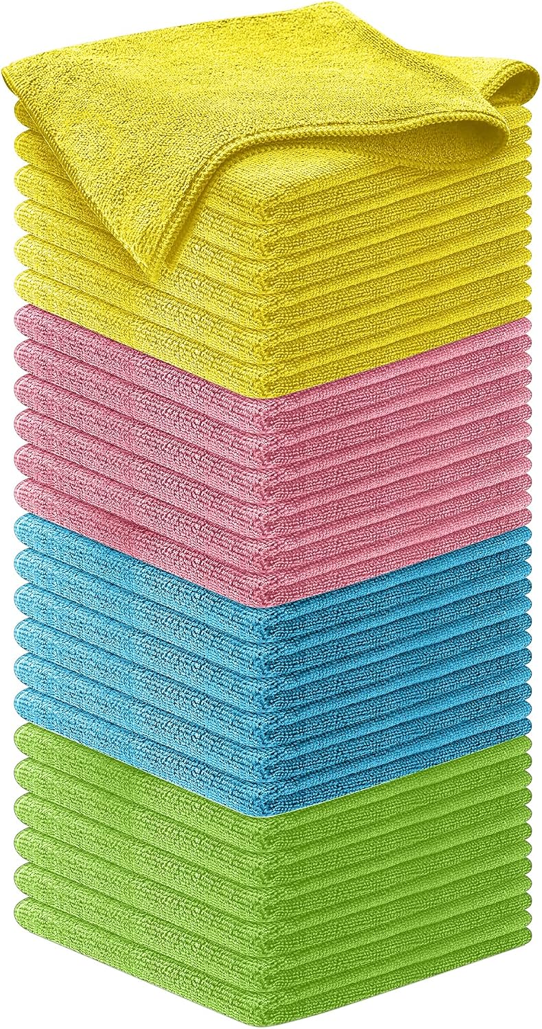 Microfiber Cleaning Cloth Grey - 12 Pcs (12.5"x12.5") - High Performance - 1200 Washes, Ultra Absorbent Microfiber Towel Weave Grime & Liquid for Streak-Free Mirror Shine - Car Washing Cloth