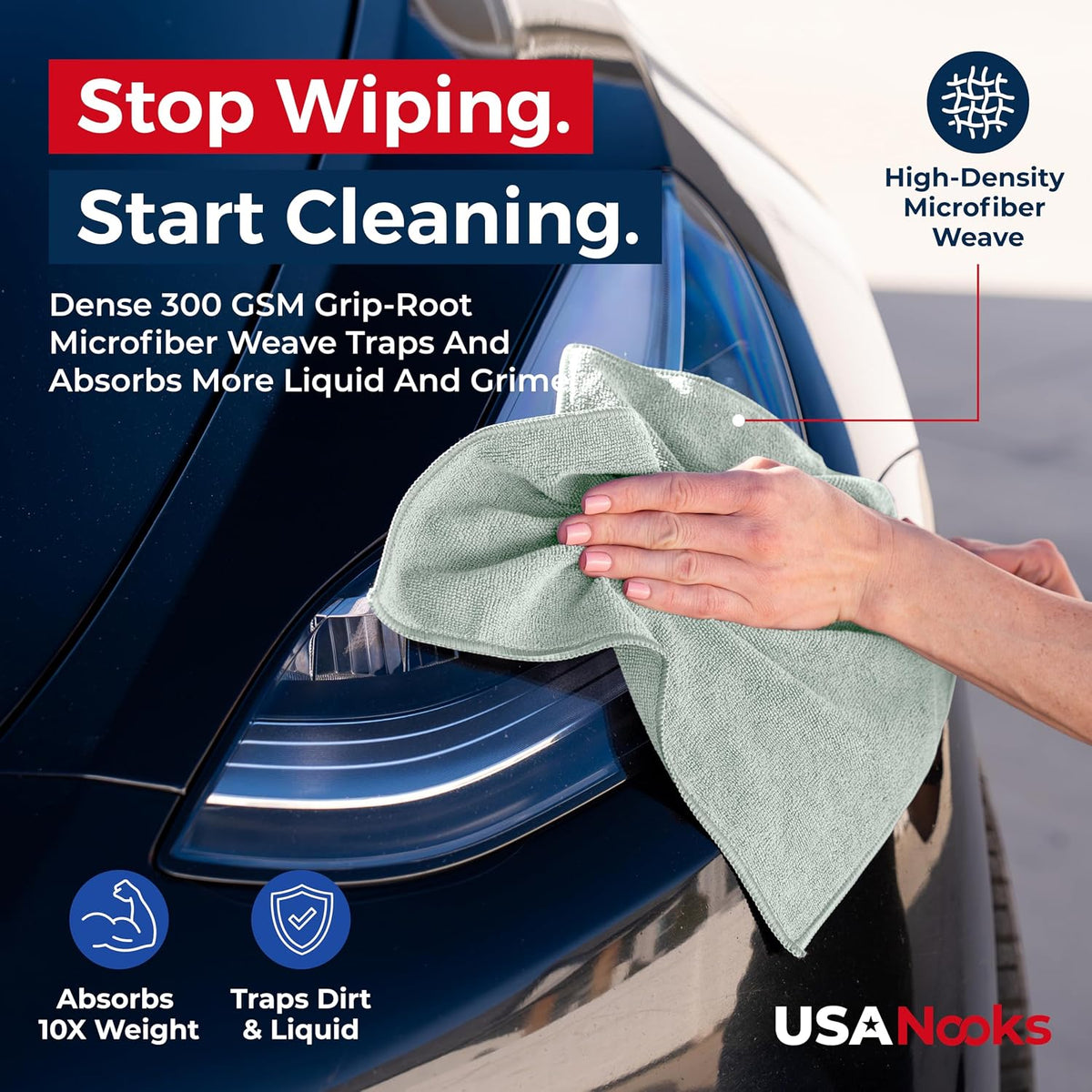 Microfiber Cleaning Cloth Grey - 12 Pcs (12.5"x12.5") - High Performance - 1200 Washes, Ultra Absorbent Microfiber Towel Weave Grime & Liquid for Streak-Free Mirror Shine - Car Washing Cloth