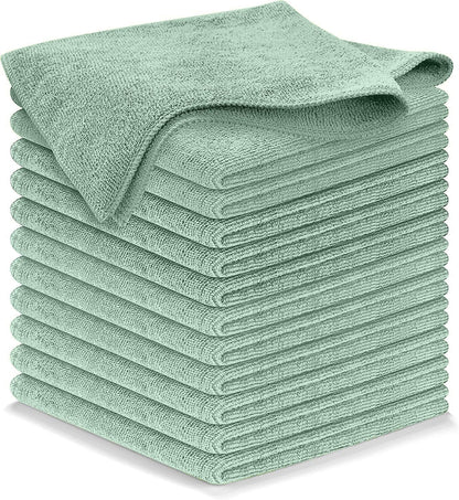 Microfiber Cleaning Cloth Grey - 12 Pcs (12.5"x12.5") - High Performance - 1200 Washes, Ultra Absorbent Microfiber Towel Weave Grime & Liquid for Streak-Free Mirror Shine - Car Washing Cloth