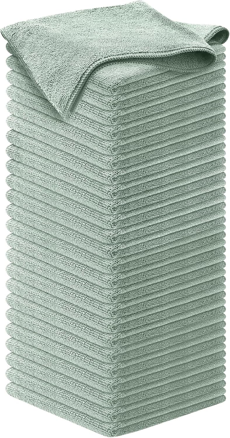 Microfiber Cleaning Cloth Grey - 12 Pcs (12.5"x12.5") - High Performance - 1200 Washes, Ultra Absorbent Microfiber Towel Weave Grime & Liquid for Streak-Free Mirror Shine - Car Washing Cloth