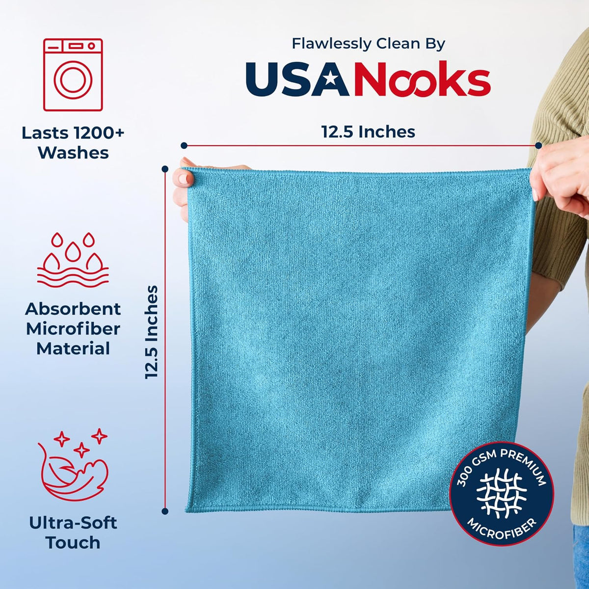 Microfiber Cleaning Cloth Grey - 12 Pcs (12.5"x12.5") - High Performance - 1200 Washes, Ultra Absorbent Microfiber Towel Weave Grime & Liquid for Streak-Free Mirror Shine - Car Washing Cloth