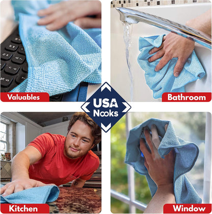 Microfiber Cleaning Cloth Grey - 12 Pcs (12.5"x12.5") - High Performance - 1200 Washes, Ultra Absorbent Microfiber Towel Weave Grime & Liquid for Streak-Free Mirror Shine - Car Washing Cloth