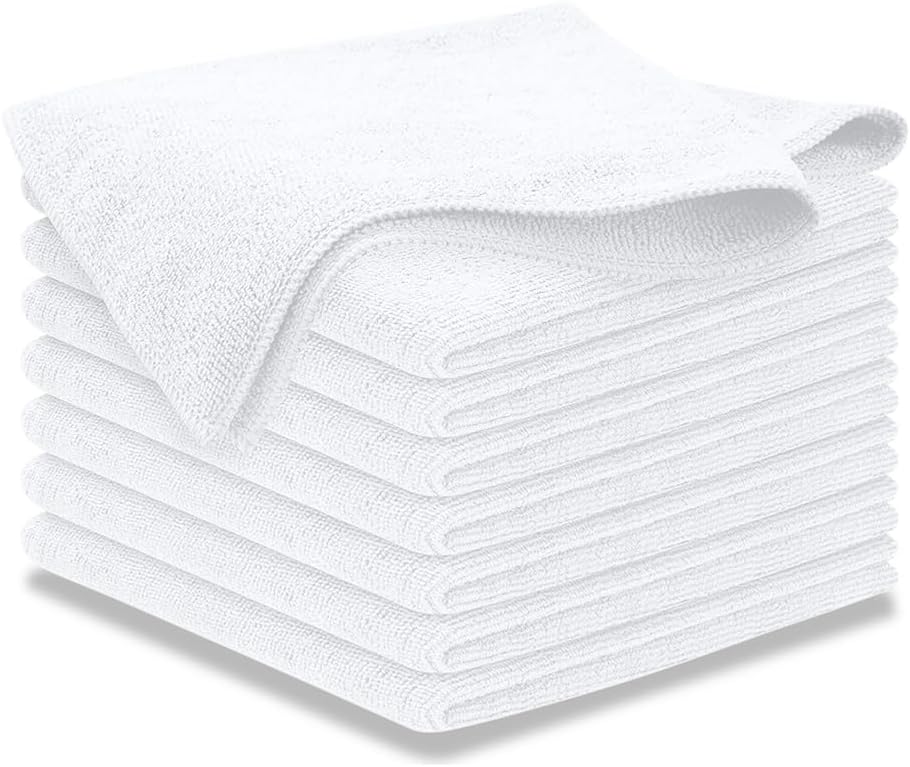 Microfiber Cleaning Cloth Grey - 12 Pcs (12.5"x12.5") - High Performance - 1200 Washes, Ultra Absorbent Microfiber Towel Weave Grime & Liquid for Streak-Free Mirror Shine - Car Washing Cloth
