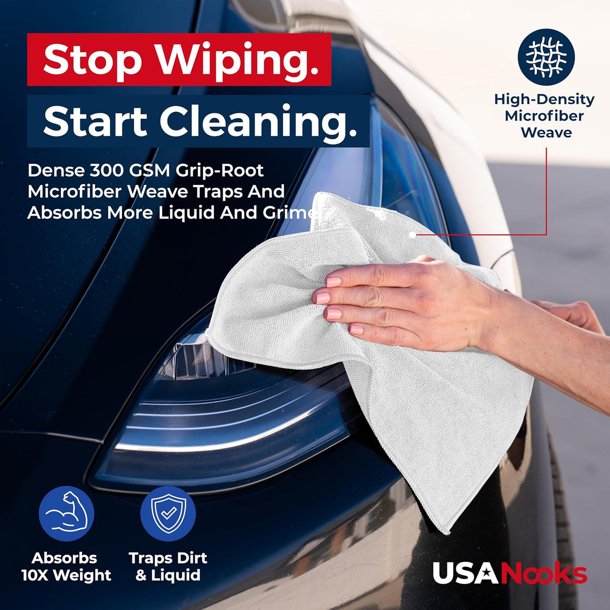 Microfiber Cleaning Cloth Grey - 12 Pcs (12.5"x12.5") - High Performance - 1200 Washes, Ultra Absorbent Microfiber Towel Weave Grime & Liquid for Streak-Free Mirror Shine - Car Washing Cloth