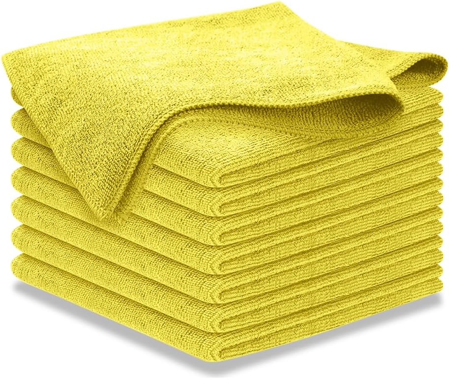 Microfiber Cleaning Cloth Grey - 12 Pcs (12.5"x12.5") - High Performance - 1200 Washes, Ultra Absorbent Microfiber Towel Weave Grime & Liquid for Streak-Free Mirror Shine - Car Washing Cloth