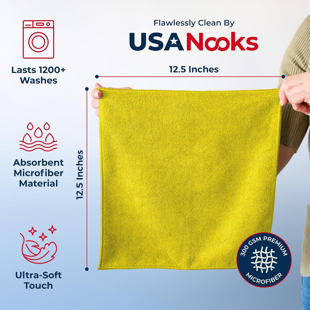 Microfiber Cleaning Cloth Grey - 12 Pcs (12.5"x12.5") - High Performance - 1200 Washes, Ultra Absorbent Microfiber Towel Weave Grime & Liquid for Streak-Free Mirror Shine - Car Washing Cloth