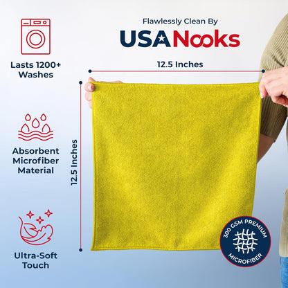 Microfiber Cleaning Cloth Grey - 12 Pcs (12.5"x12.5") - High Performance - 1200 Washes, Ultra Absorbent Microfiber Towel Weave Grime & Liquid for Streak-Free Mirror Shine - Car Washing Cloth