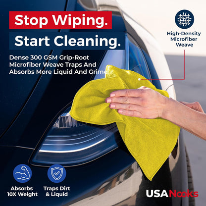 Microfiber Cleaning Cloth Grey - 12 Pcs (12.5"x12.5") - High Performance - 1200 Washes, Ultra Absorbent Microfiber Towel Weave Grime & Liquid for Streak-Free Mirror Shine - Car Washing Cloth