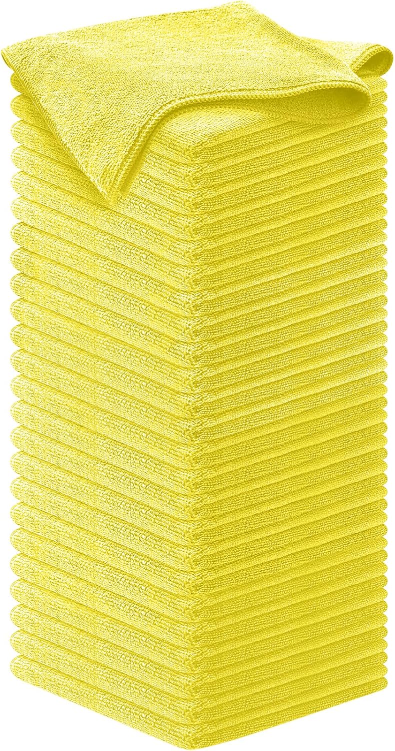 Microfiber Cleaning Cloth Grey - 12 Pcs (12.5"x12.5") - High Performance - 1200 Washes, Ultra Absorbent Microfiber Towel Weave Grime & Liquid for Streak-Free Mirror Shine - Car Washing Cloth