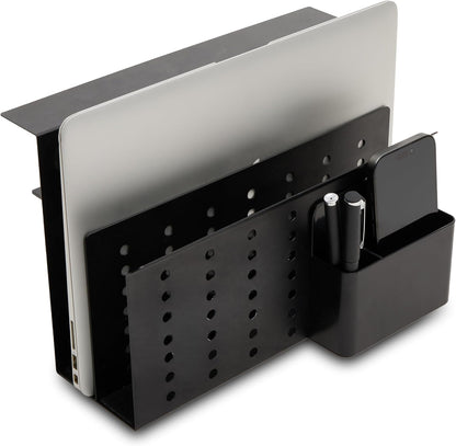 Laptop Side Storage Vertical Stand Under Desk top Storage Clamp On Desktop Shelf Hanging Desk Organizer Computer Mount Side Table Organizer Caddy Book Caddy - One Tier White