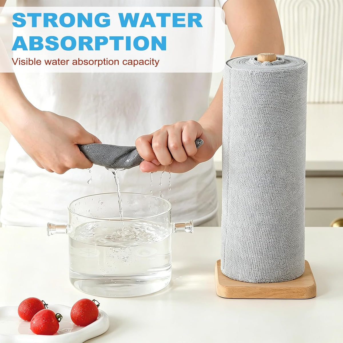 55 Pack Microfiber Cleaning Cloth Roll, Tear Away Reusable Paper Towels, 11" x 9", Ultra Absorbent & Lint Free Microfiber Cloth for Cleaning Cars, Kitchen, Window, Home and Shop, Grey