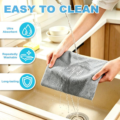 55 Pack Microfiber Cleaning Cloth Roll, Tear Away Reusable Paper Towels, 11" x 9", Ultra Absorbent & Lint Free Microfiber Cloth for Cleaning Cars, Kitchen, Window, Home and Shop, Grey