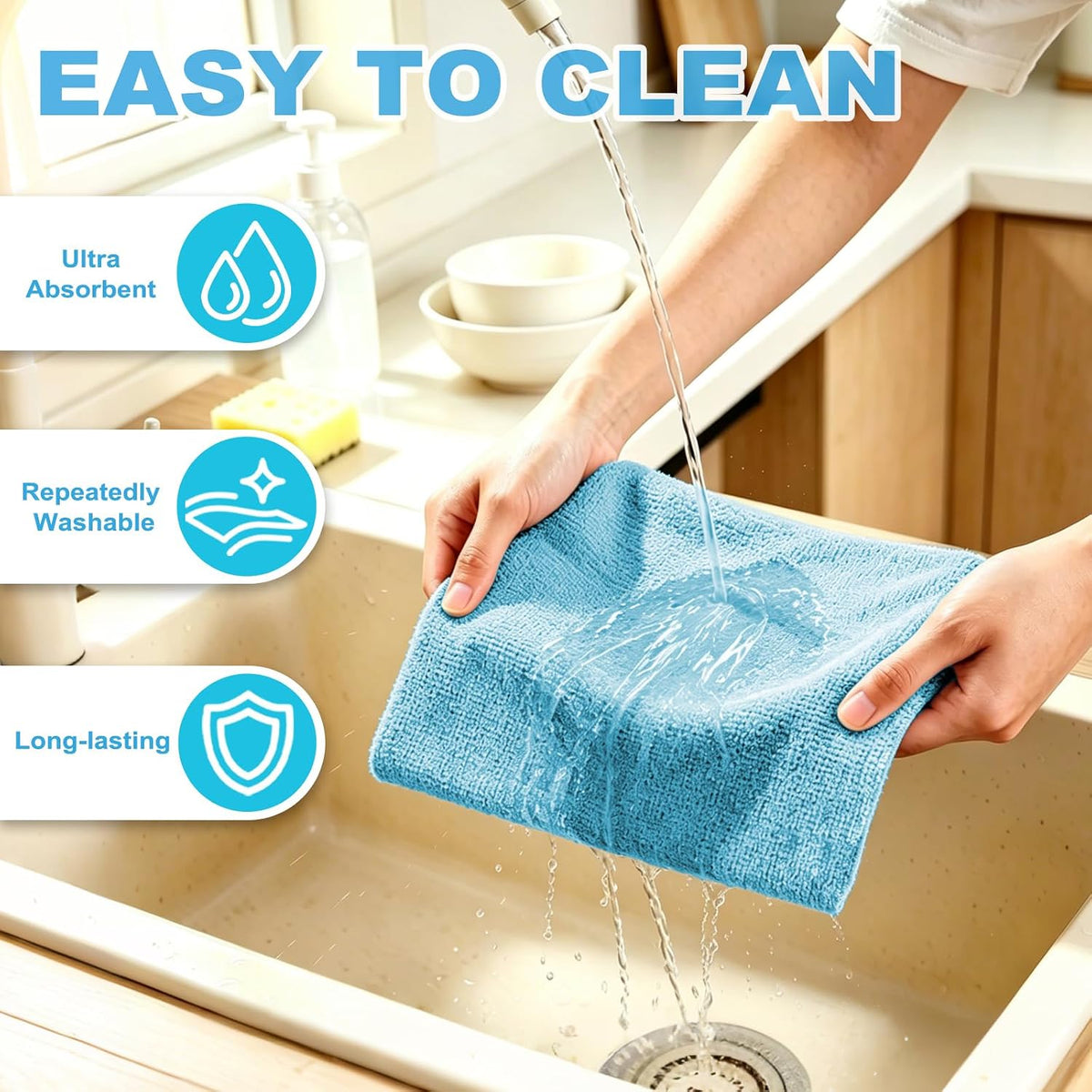 55 Pack Microfiber Cleaning Cloth Roll, Tear Away Reusable Paper Towels, 11" x 9", Ultra Absorbent & Lint Free Microfiber Cloth for Cleaning Cars, Kitchen, Window, Home and Shop, Grey