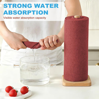 55 Pack Microfiber Cleaning Cloth Roll, Tear Away Reusable Paper Towels, 11" x 9", Ultra Absorbent & Lint Free Microfiber Cloth for Cleaning Cars, Kitchen, Window, Home and Shop, Grey