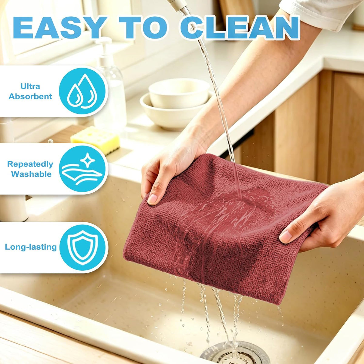 55 Pack Microfiber Cleaning Cloth Roll, Tear Away Reusable Paper Towels, 11" x 9", Ultra Absorbent & Lint Free Microfiber Cloth for Cleaning Cars, Kitchen, Window, Home and Shop, Grey