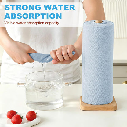 55 Pack Microfiber Cleaning Cloth Roll, Tear Away Reusable Paper Towels, 11" x 9", Ultra Absorbent & Lint Free Microfiber Cloth for Cleaning Cars, Kitchen, Window, Home and Shop, Grey
