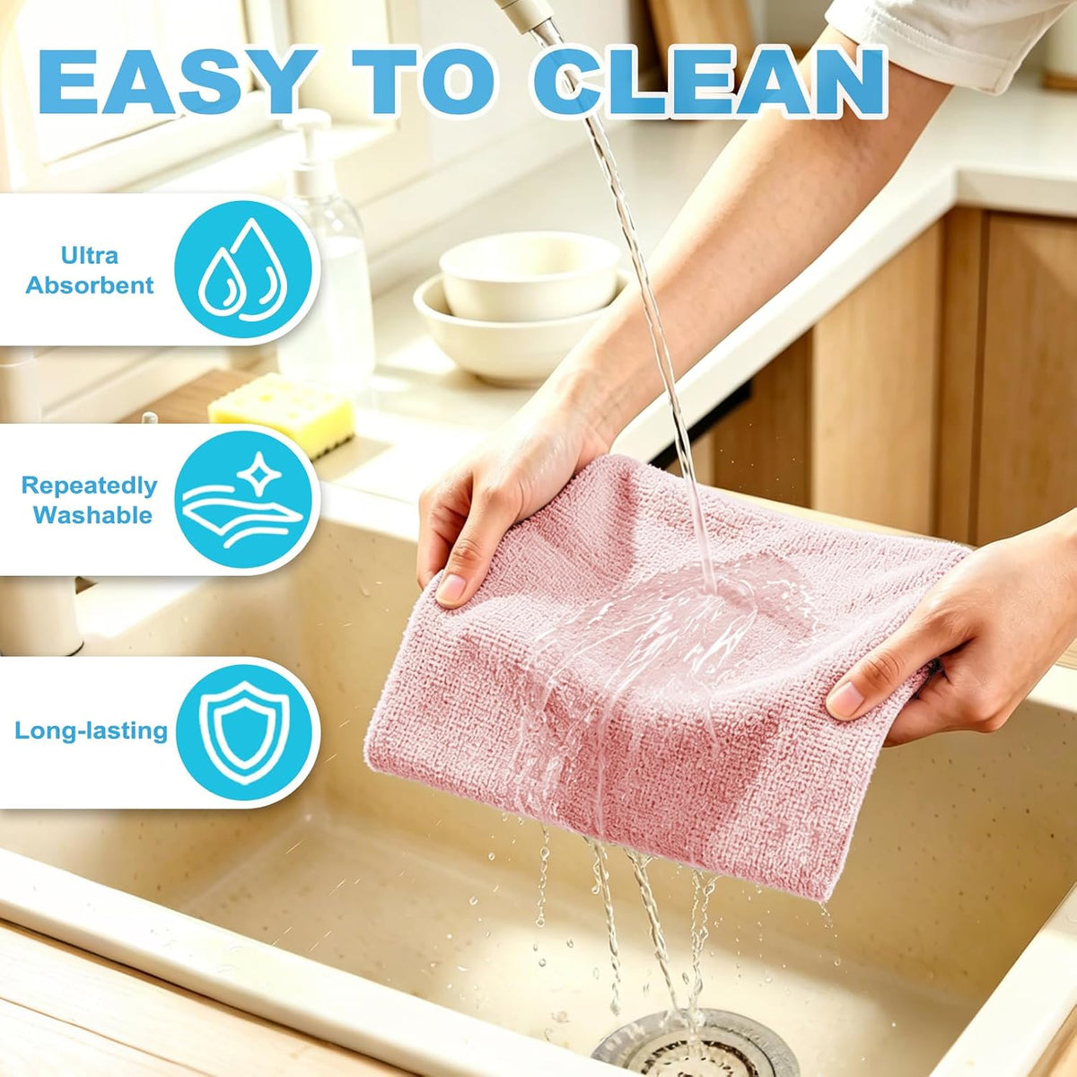 55 Pack Microfiber Cleaning Cloth Roll, Tear Away Reusable Paper Towels, 11" x 9", Ultra Absorbent & Lint Free Microfiber Cloth for Cleaning Cars, Kitchen, Window, Home and Shop, Grey