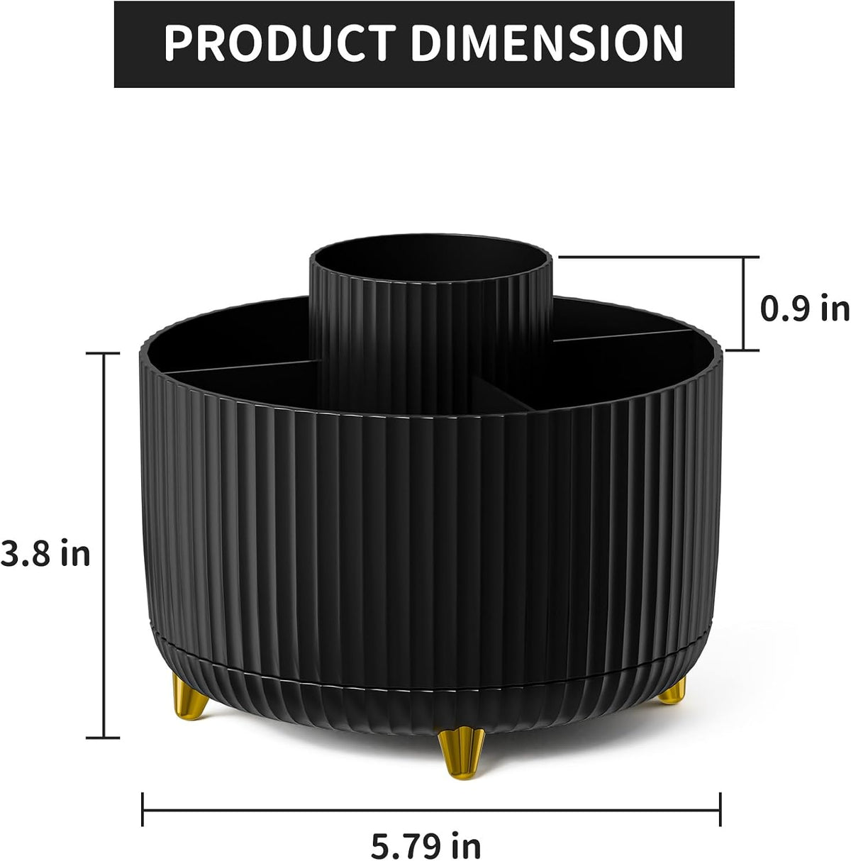Desk Organizer, 360-Degree Rotating Pen Holder, Desk Organizers and Accessories with 5 Compartments Pencil Holder, Art Supply Storage Box Caddy for Office, Home（White）
