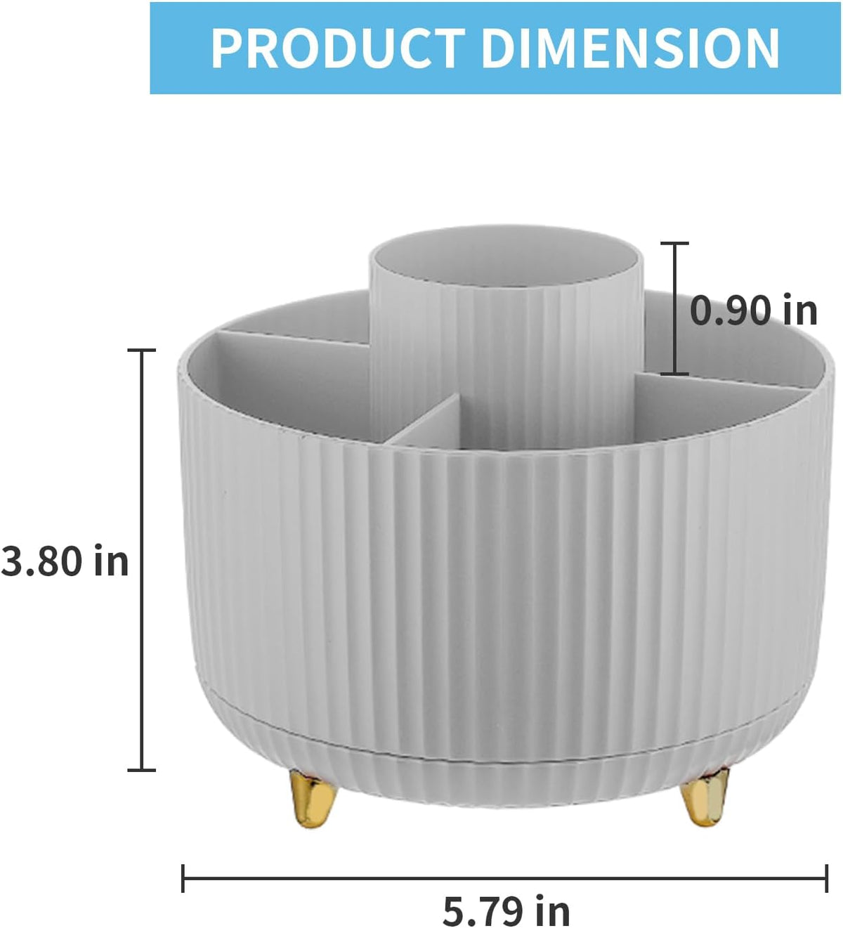 Desk Organizer, 360-Degree Rotating Pen Holder, Desk Organizers and Accessories with 5 Compartments Pencil Holder, Art Supply Storage Box Caddy for Office, Home（White）