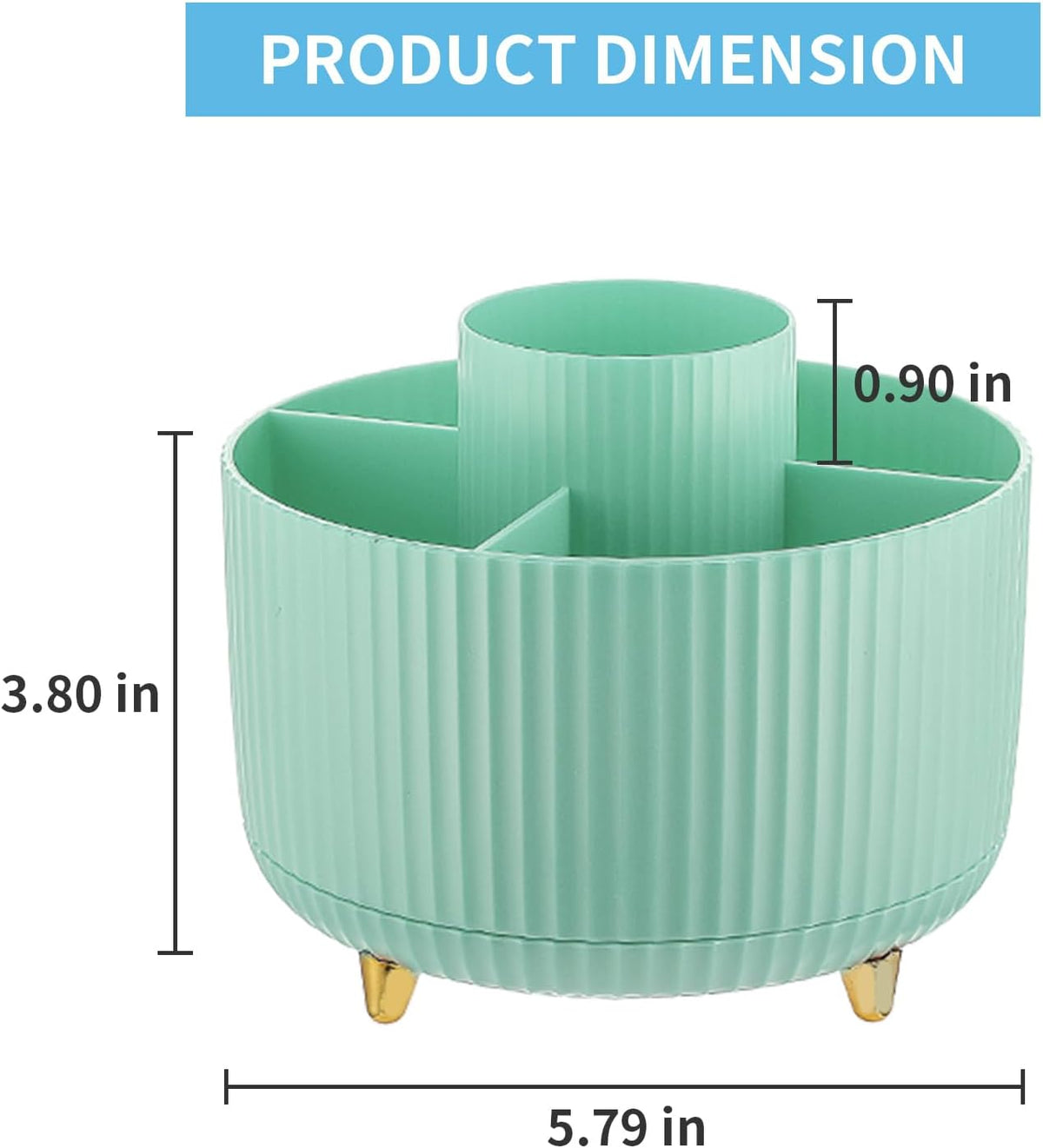 Desk Organizer, 360-Degree Rotating Pen Holder, Desk Organizers and Accessories with 5 Compartments Pencil Holder, Art Supply Storage Box Caddy for Office, Home（White）