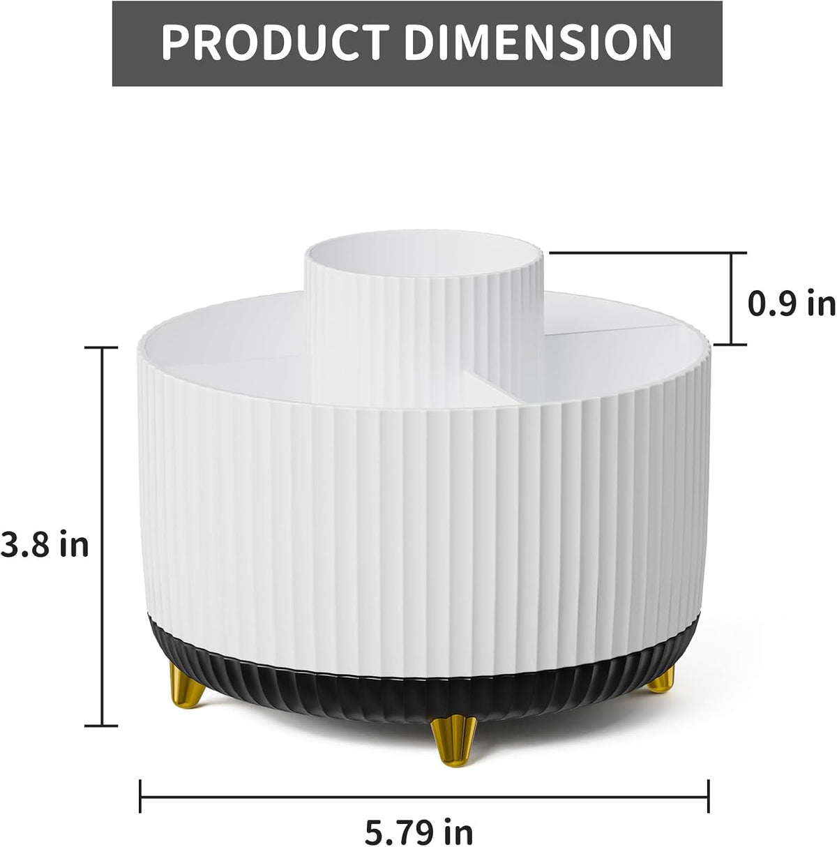 Desk Organizer, 360-Degree Rotating Pen Holder, Desk Organizers and Accessories with 5 Compartments Pencil Holder, Art Supply Storage Box Caddy for Office, Home（White）