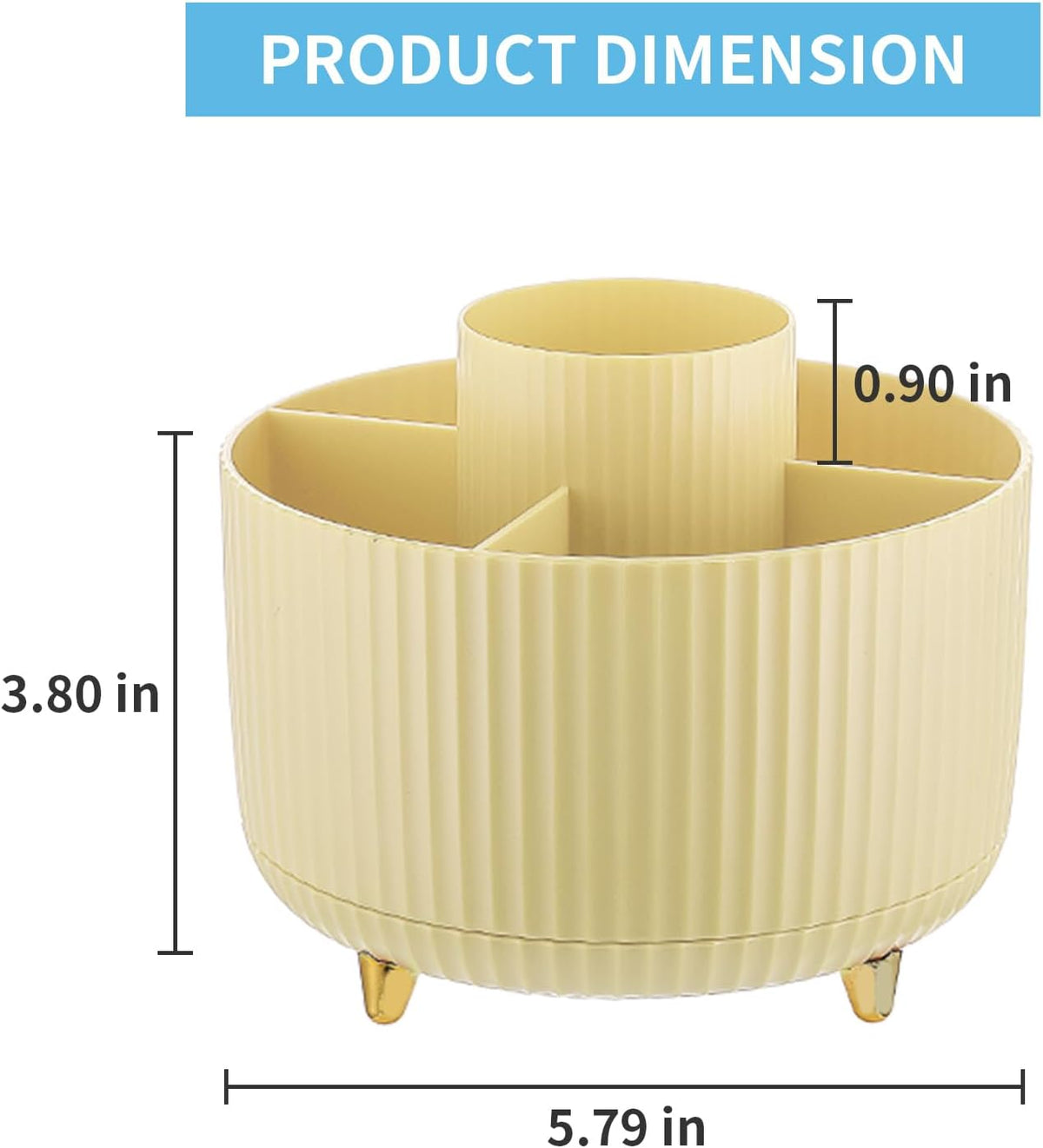 Desk Organizer, 360-Degree Rotating Pen Holder, Desk Organizers and Accessories with 5 Compartments Pencil Holder, Art Supply Storage Box Caddy for Office, Home（White）