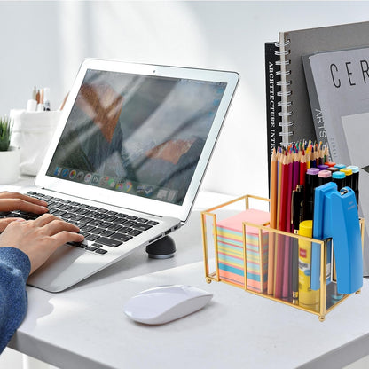 Glass Sticky Note Holder,2 Slots Gold Post It Note Dispenser for Desk,3 x 3 Inch Post It Note Holder, Stylish Sticky Note Dispenser for Home Office Desk Table Drawer