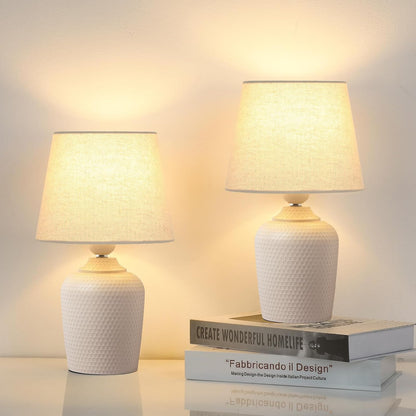 11.8’’ Small Table Lamps Set of 2 for Bedroom Kid’s Room Home Office, White